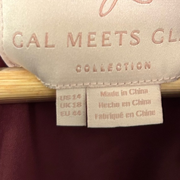 GAL MEETS GLAM Plus The MEG PolkaDot Jacquard Fit & Flare Dress WINE SZ: 14 - Picture 7 of 16